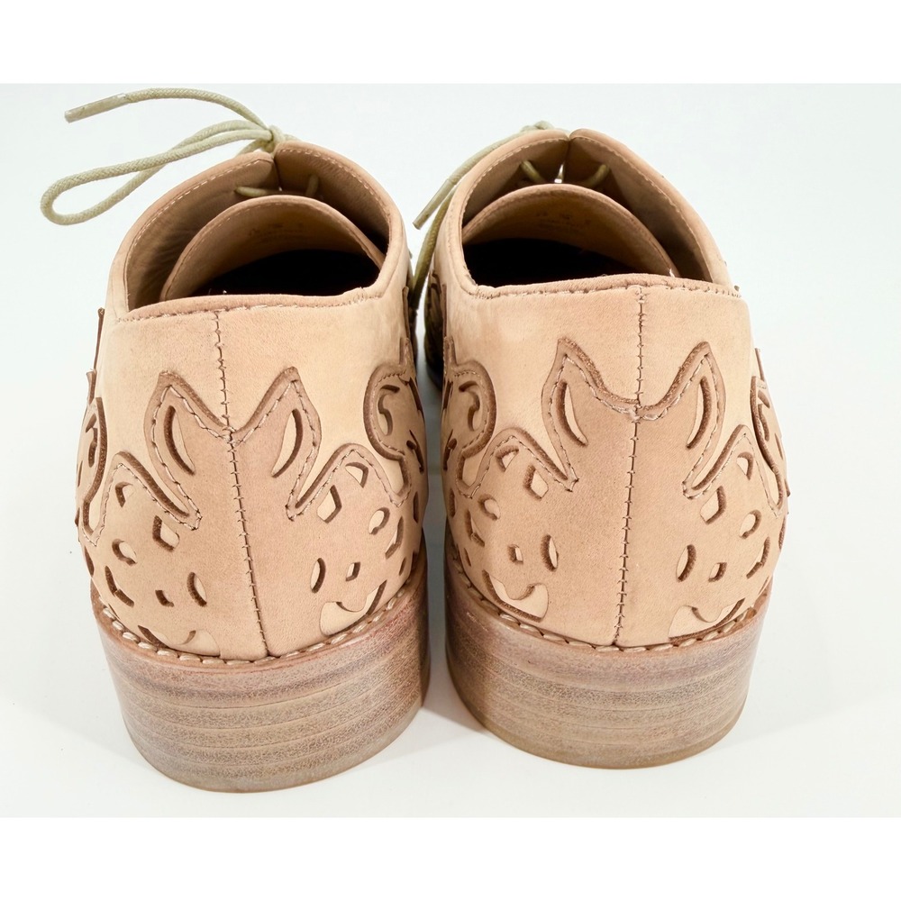 Pour La Victoire Laser Cut tan Leather Oxford Shoes Nude Women's 7.5 Rare - Picture 7 of 7